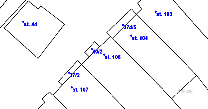 Parcela st. 106 v KÚ Kučerov, Katastrální mapa
