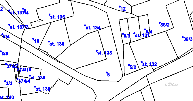 Parcela st. 133 v KÚ Kučerov, Katastrální mapa