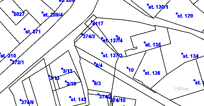 Parcela st. 137/3 v KÚ Kučerov, Katastrální mapa