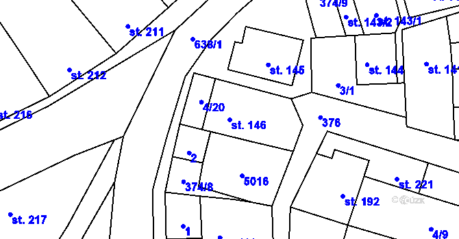 Parcela st. 146 v KÚ Kučerov, Katastrální mapa