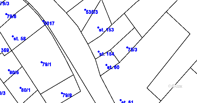 Parcela st. 154 v KÚ Kučerov, Katastrální mapa