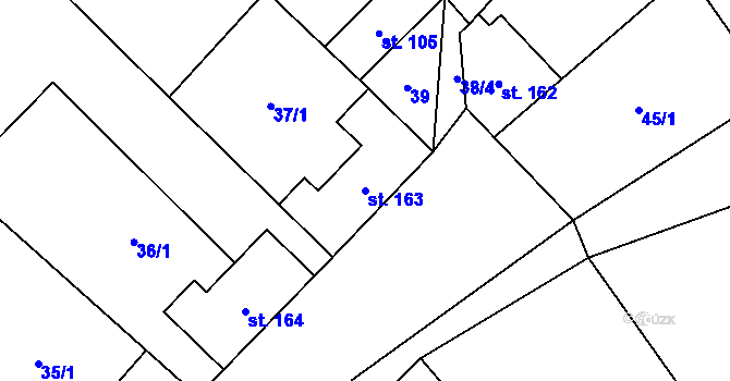 Parcela st. 163 v KÚ Kučerov, Katastrální mapa