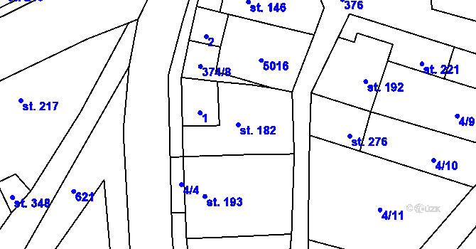 Parcela st. 182 v KÚ Kučerov, Katastrální mapa