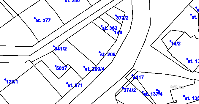 Parcela st. 206 v KÚ Kučerov, Katastrální mapa