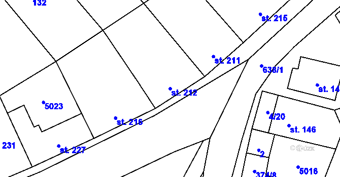 Parcela st. 212 v KÚ Kučerov, Katastrální mapa