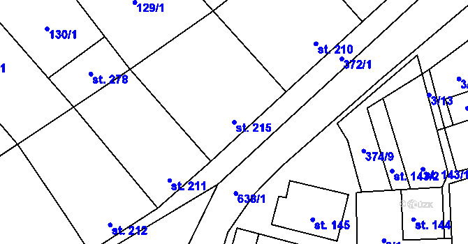 Parcela st. 215 v KÚ Kučerov, Katastrální mapa