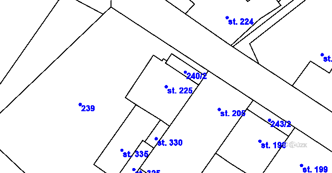 Parcela st. 225 v KÚ Kučerov, Katastrální mapa