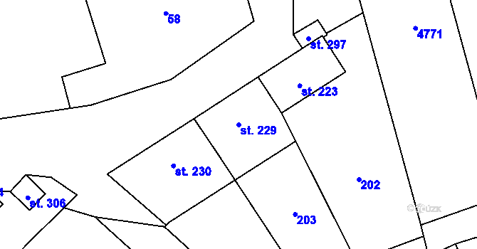 Parcela st. 229 v KÚ Kučerov, Katastrální mapa