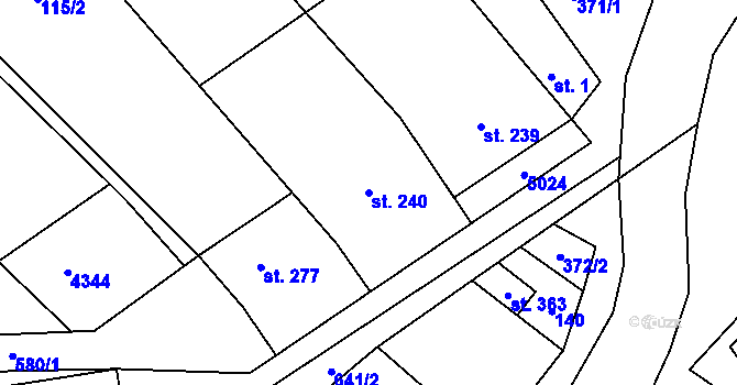 Parcela st. 240 v KÚ Kučerov, Katastrální mapa