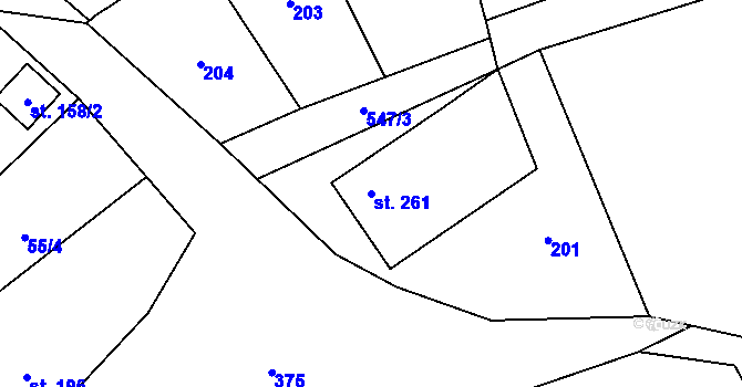 Parcela st. 261 v KÚ Kučerov, Katastrální mapa