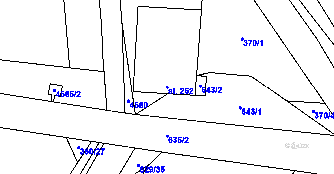 Parcela st. 262 v KÚ Kučerov, Katastrální mapa