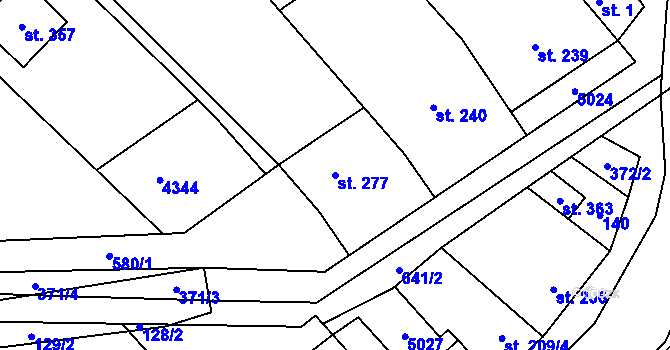Parcela st. 277 v KÚ Kučerov, Katastrální mapa