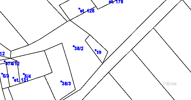 Parcela st. 19 v KÚ Kučerov, Katastrální mapa