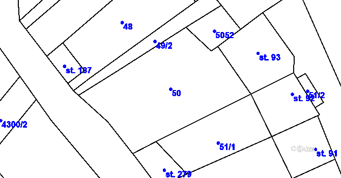 Parcela st. 50 v KÚ Kučerov, Katastrální mapa