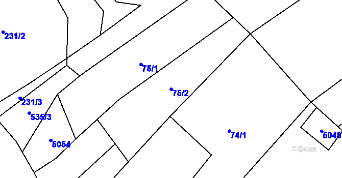 Parcela st. 75/2 v KÚ Kučerov, Katastrální mapa
