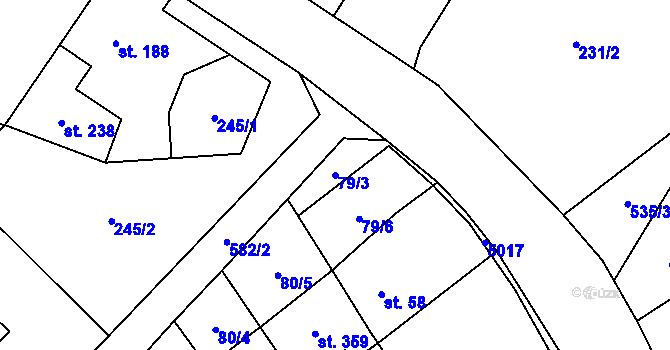 Parcela st. 79/3 v KÚ Kučerov, Katastrální mapa