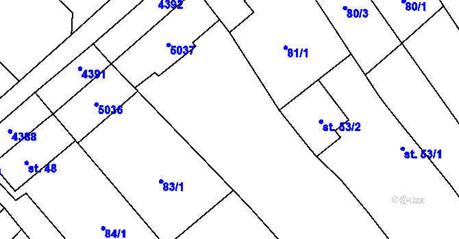 Parcela st. 82/1 v KÚ Kučerov, Katastrální mapa