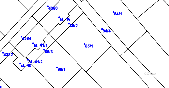 Parcela st. 85/1 v KÚ Kučerov, Katastrální mapa