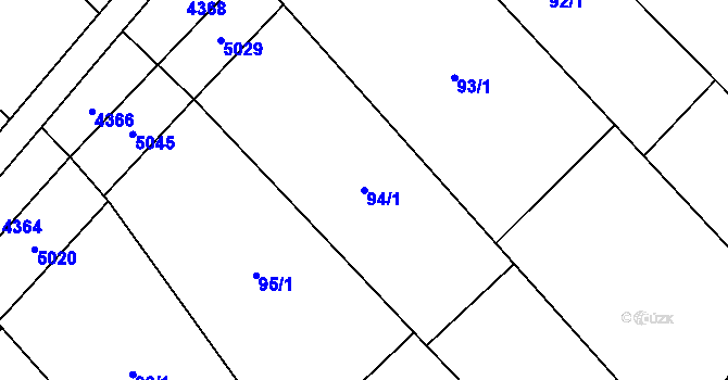 Parcela st. 94/1 v KÚ Kučerov, Katastrální mapa