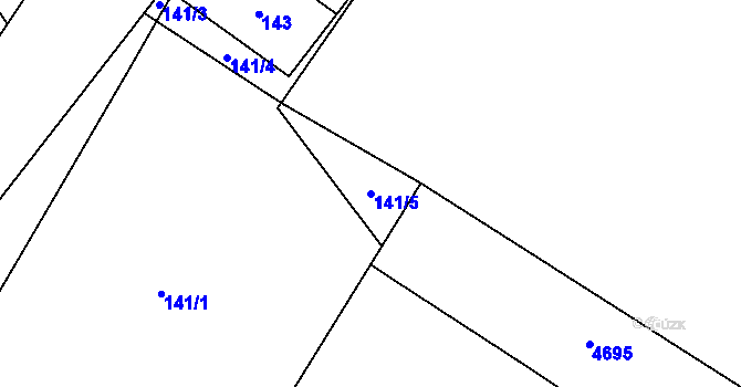 Parcela st. 141/5 v KÚ Kučerov, Katastrální mapa