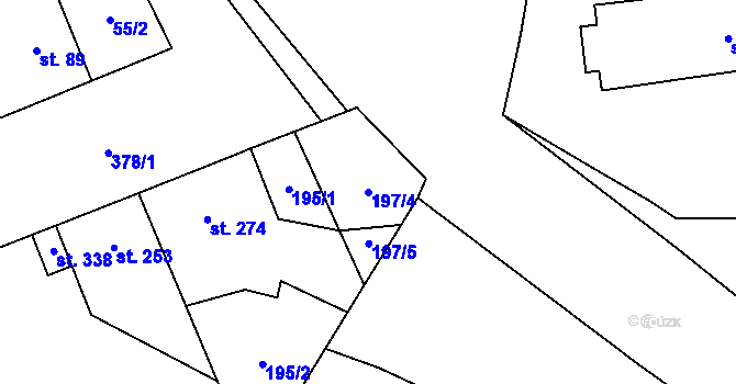 Parcela st. 197/4 v KÚ Kučerov, Katastrální mapa