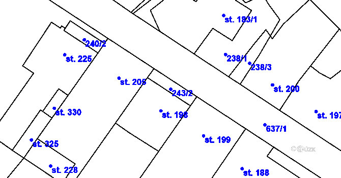 Parcela st. 243/2 v KÚ Kučerov, Katastrální mapa