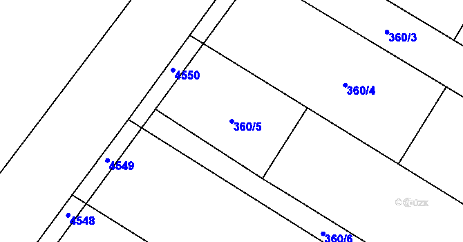 Parcela st. 360/5 v KÚ Kučerov, Katastrální mapa