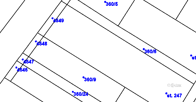 Parcela st. 360/8 v KÚ Kučerov, Katastrální mapa