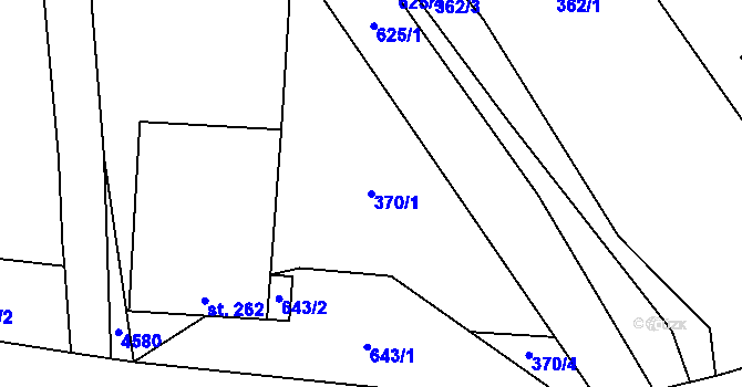 Parcela st. 370/1 v KÚ Kučerov, Katastrální mapa