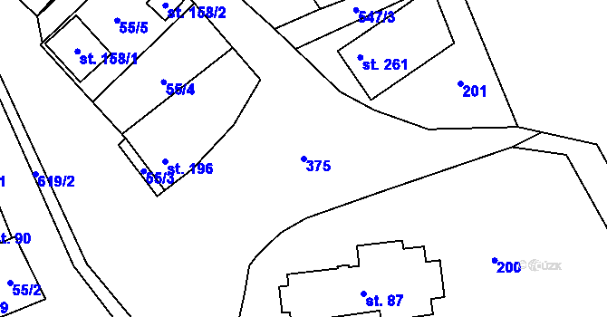 Parcela st. 375 v KÚ Kučerov, Katastrální mapa