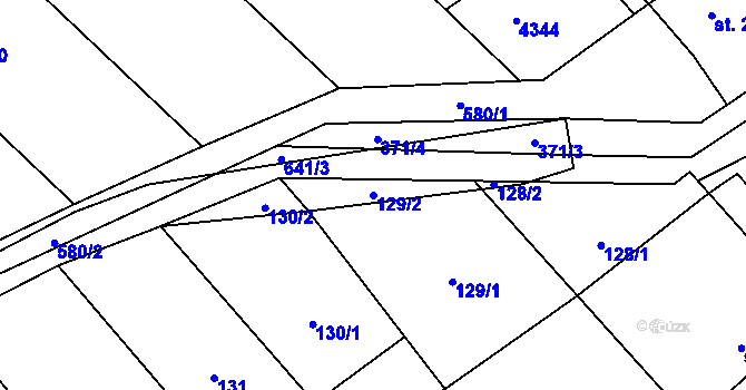Parcela st. 129/2 v KÚ Kučerov, Katastrální mapa