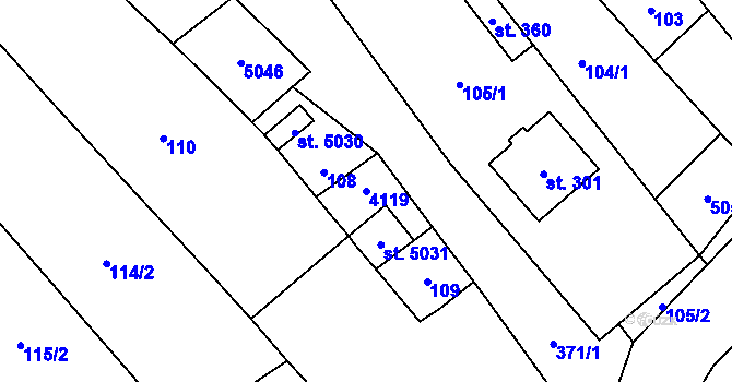 Parcela st. 4119 v KÚ Kučerov, Katastrální mapa