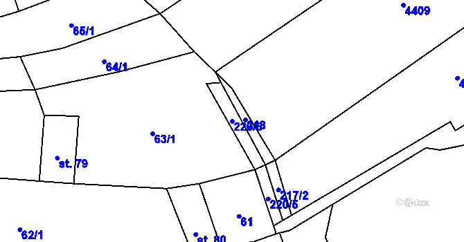 Parcela st. 220/6 v KÚ Kučerov, Katastrální mapa