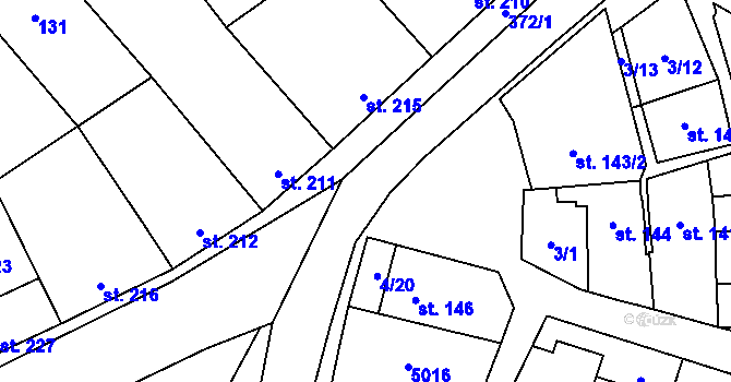 Parcela st. 638/1 v KÚ Kučerov, Katastrální mapa