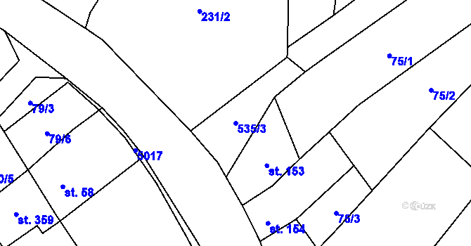 Parcela st. 535/3 v KÚ Kučerov, Katastrální mapa