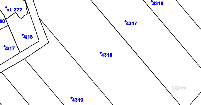 Parcela st. 4318 v KÚ Kučerov, Katastrální mapa