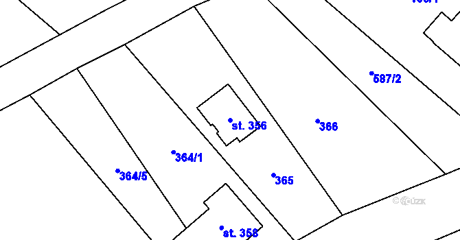 Parcela st. 356 v KÚ Kučerov, Katastrální mapa
