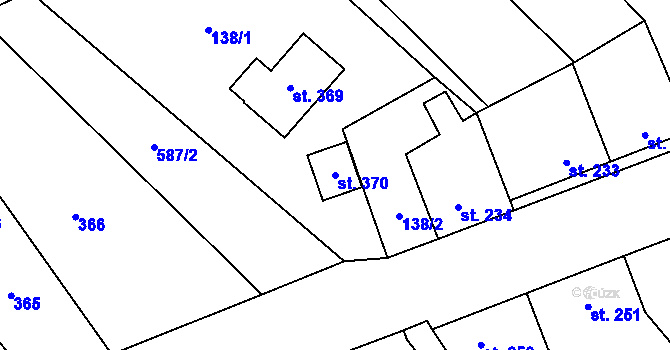 Parcela st. 370 v KÚ Kučerov, Katastrální mapa