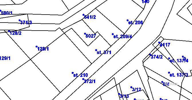 Parcela st. 371 v KÚ Kučerov, Katastrální mapa