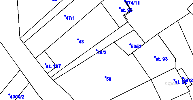 Parcela st. 49/2 v KÚ Kučerov, Katastrální mapa
