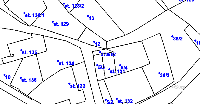 Parcela st. 374/12 v KÚ Kučerov, Katastrální mapa