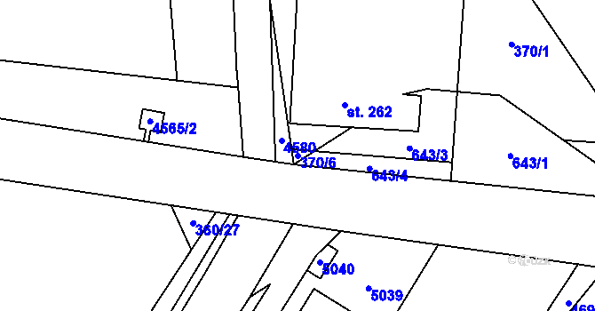 Parcela st. 370/6 v KÚ Kučerov, Katastrální mapa