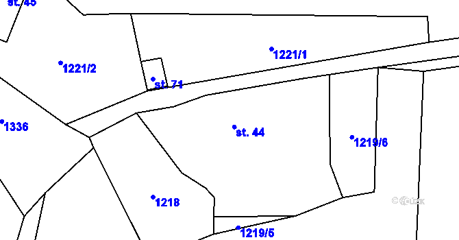 Parcela st. 44 v KÚ Jickovice, Katastrální mapa