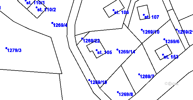 Parcela st. 105 v KÚ Jickovice, Katastrální mapa