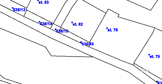 Parcela st. 538/16 v KÚ Jickovice, Katastrální mapa