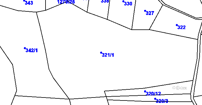 Parcela st. 321/1 v KÚ Jickovice, Katastrální mapa