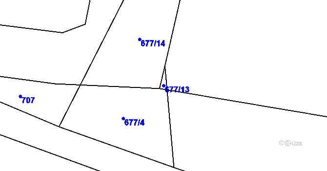 Parcela st. 677/13 v KÚ Jickovice, Katastrální mapa