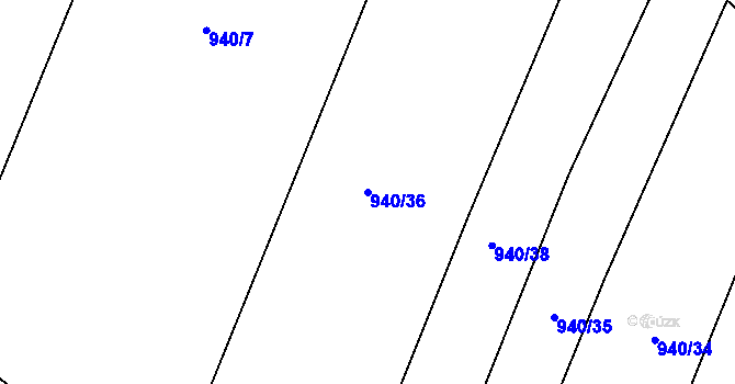 Parcela st. 940/36 v KÚ Jickovice, Katastrální mapa