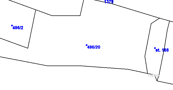 Parcela st. 496/20 v KÚ Jickovice, Katastrální mapa