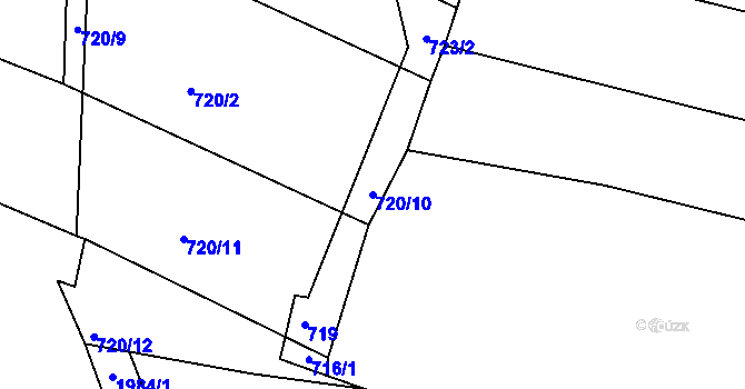 Parcela st. 720/10 v KÚ Kučeř, Katastrální mapa